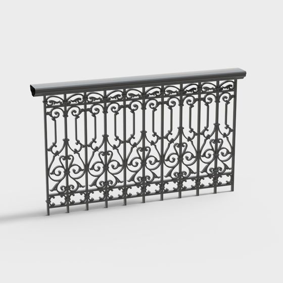 Elegant Low-Poly Iron Railing 3D model