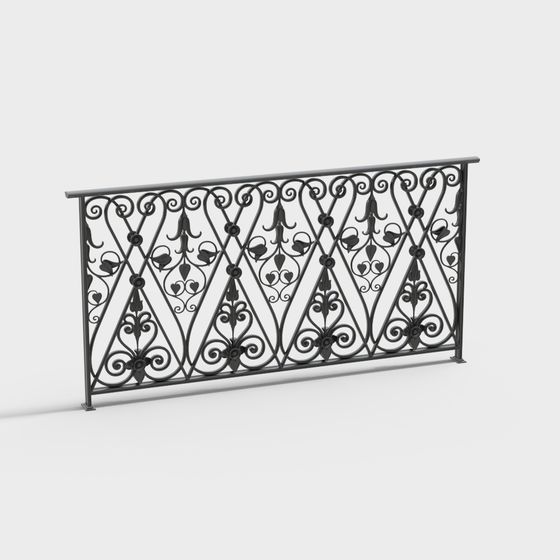 Stylish Wrought Iron Railing 3D model for Creative Uses