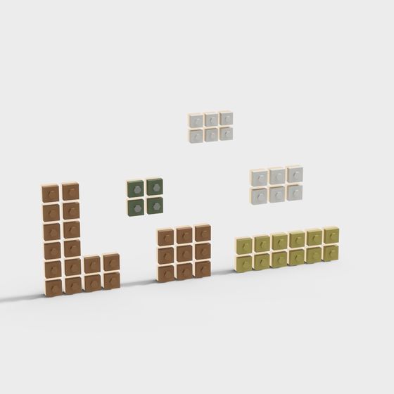 Low Poly Brick Blocks 3D Model