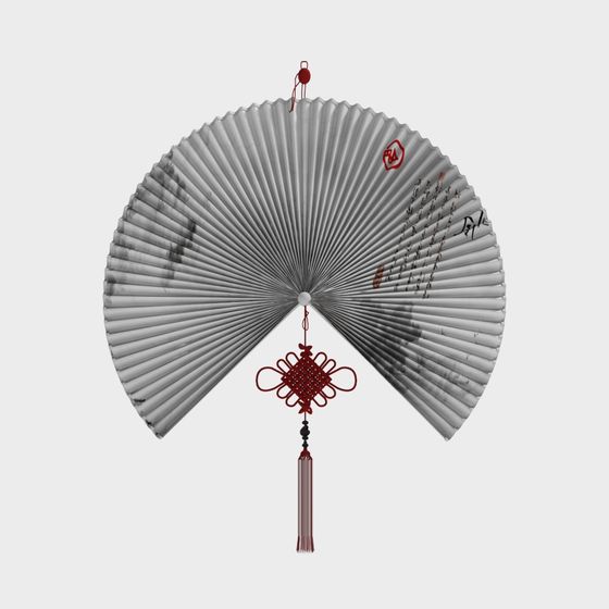 Elegant Eastern Aesthetic Fan 3D model