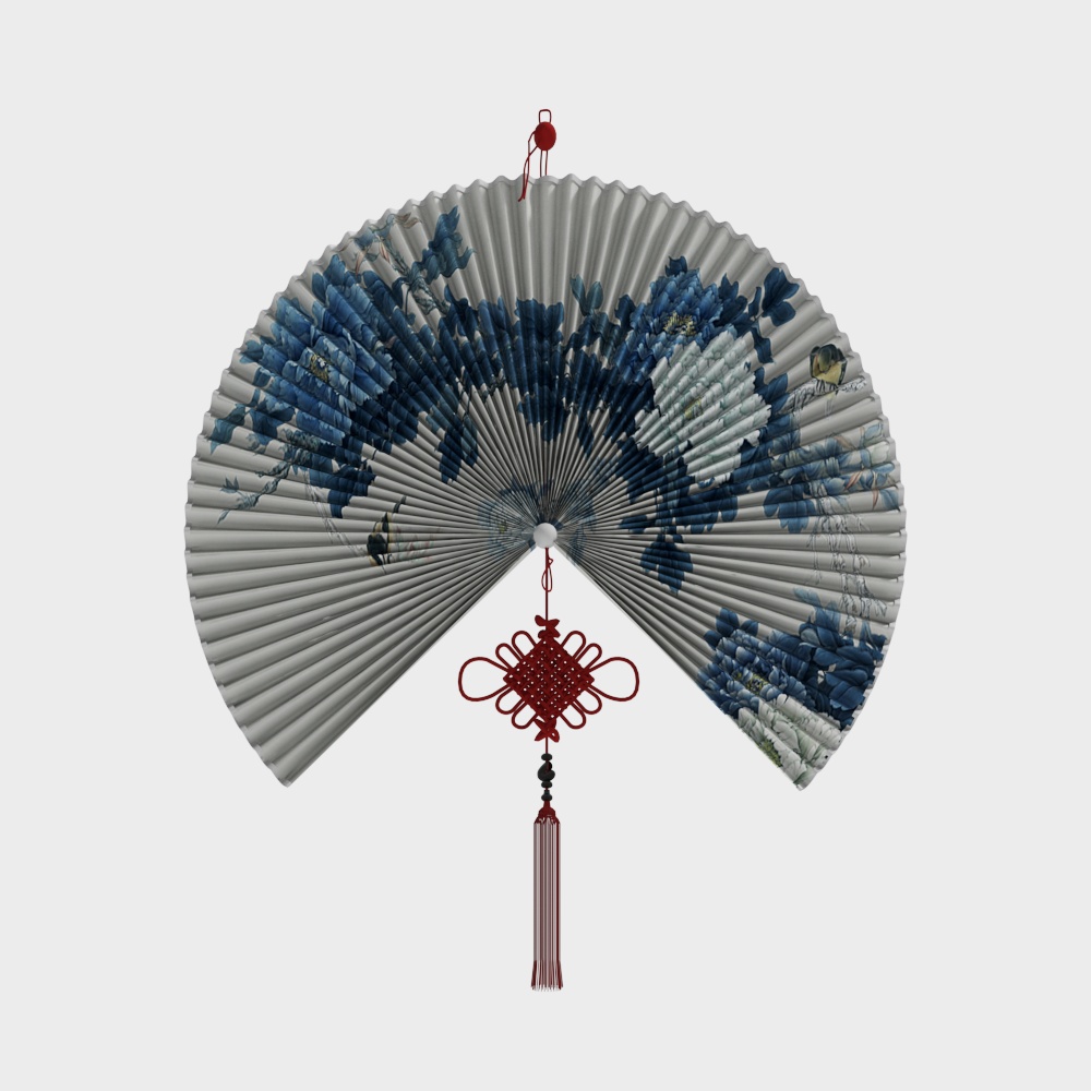 Elegant Chinese Folding Fan 3D Model – Traditional Design