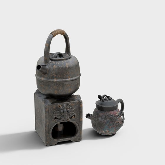 Antique Charm Teapot Set 3D model