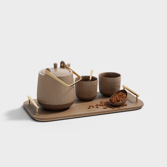 Elegant Low-Poly Teapot Set 3D model