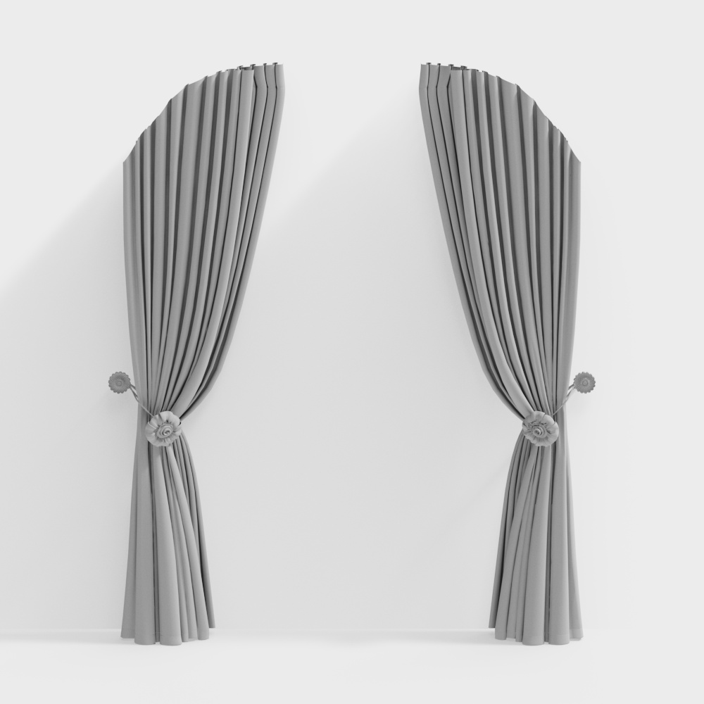 Elegant Gray Curtain 3D model