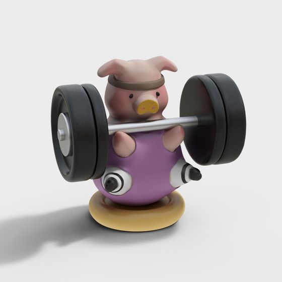 Strong Little Pig 3D Model - Inspiring Cartoon Character