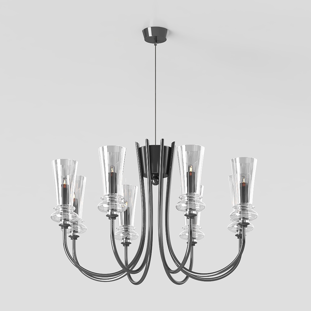 Stylish Low-Poly Chandelier 3D Model – Black Metal Frame