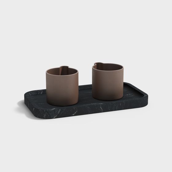 Elegant Double Cup Tray 3D model