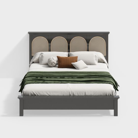 Rattan Accents Bed 3D model