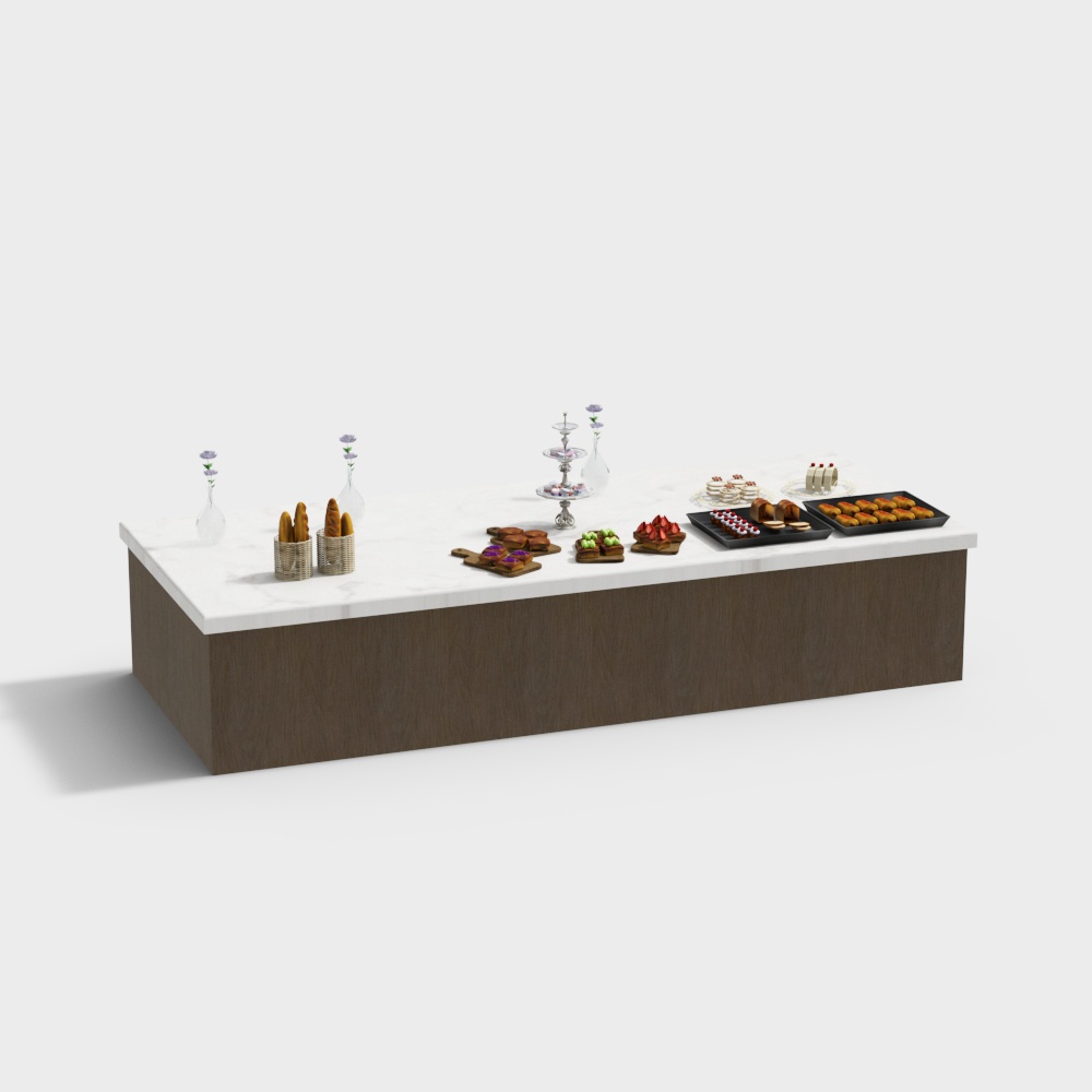 Elegant Low-Poly Dessert Table 3D model