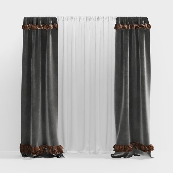 Elegant Low-Poly Curtain 3D model