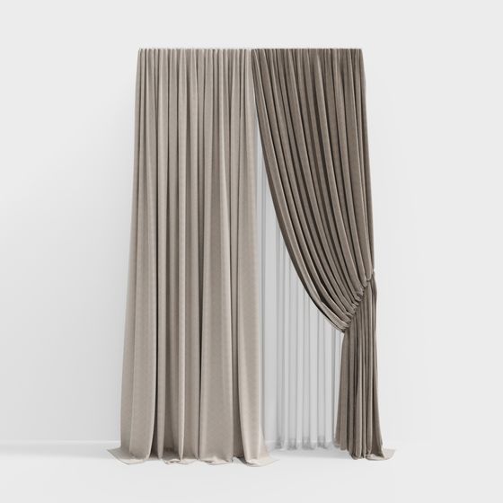 Stylish 3D Curtain Model for Modern Spaces
