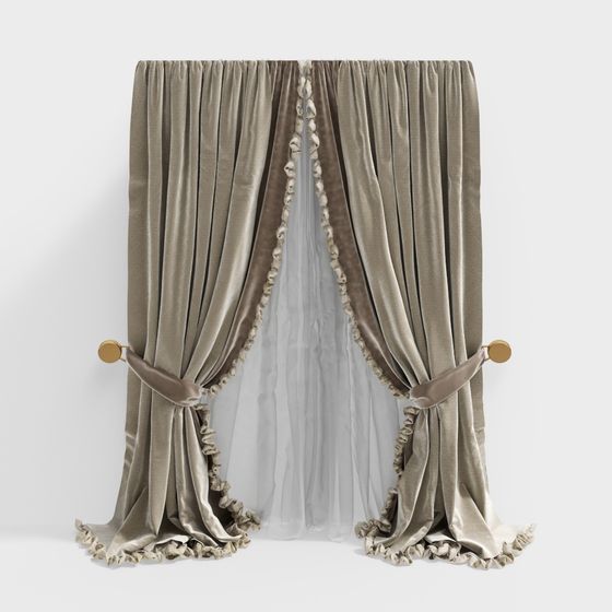 Elegant 3D Curtain Model with Vintage Touch