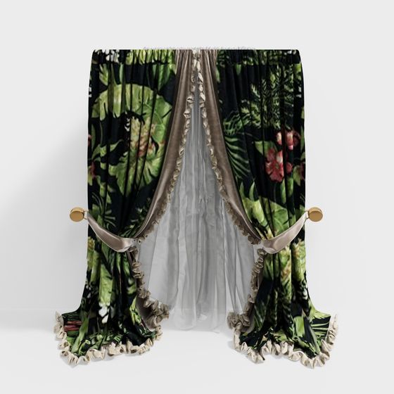 Tropical Paradise Drapes 3D model for Interior Designs