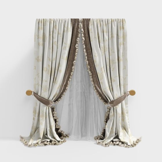 Stylish Beige Curtain 3D model for Creative Spaces