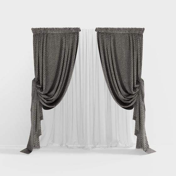 Elegant Low-Poly Curtain 3D Model Design