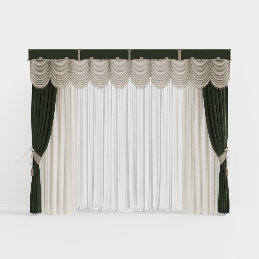 Grand Velvet Curtain 3D Model – Luxurious Velvet Texture