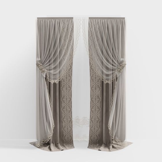 Elegant Low-Poly Curtain 3D model for Dreamy Spaces
