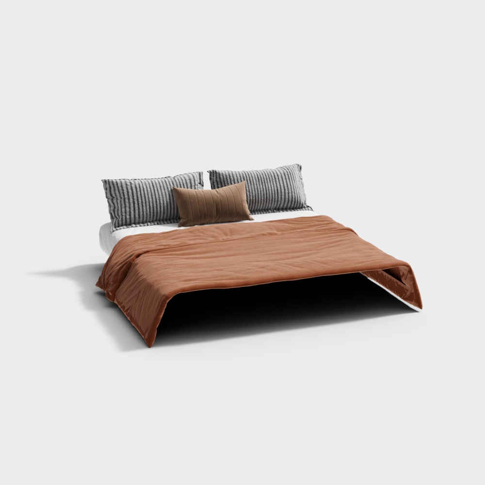 Elegant Low-Poly Bed 3D Model – Modern Interior Design
