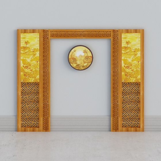Elegant Eastern-Modern Fusion Door Frame 3D model