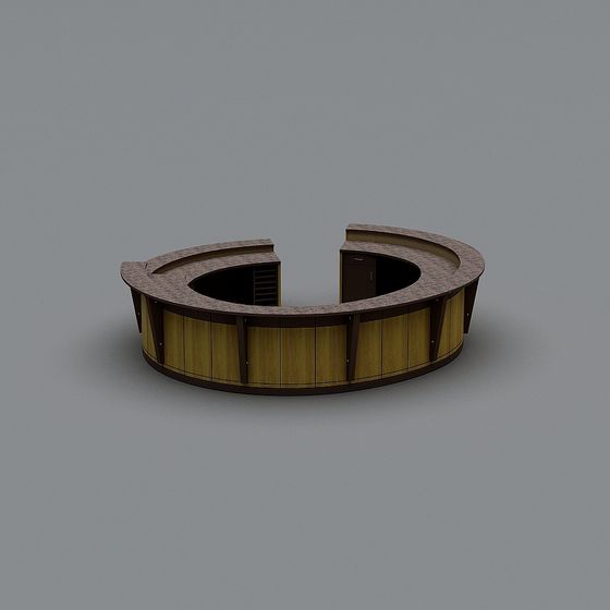 Elegant Low Poly Reception Desk 3D model