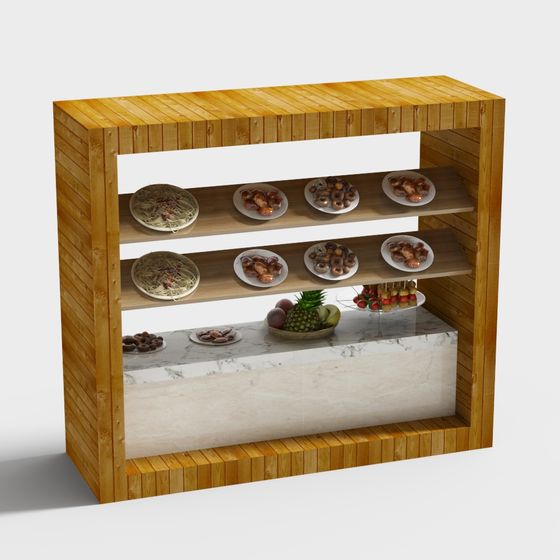 Charming Low-Poly Dessert Display Cabinet 3D model