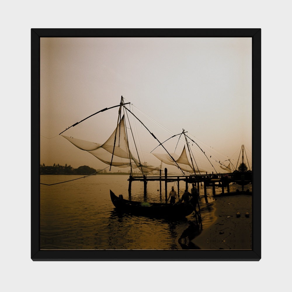 カムホーム イラスト リバー--50x3.8x50-黒枠キャンバス