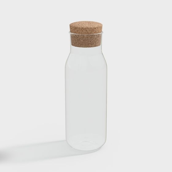 Glass Bottle with Cork 3D model