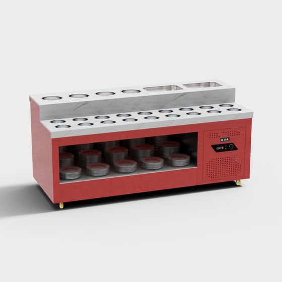 Stylish Low Poly Commercial Refrigerator 3D model