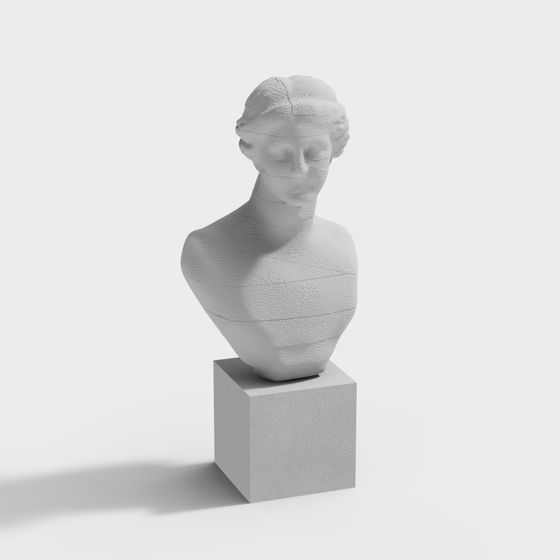 Classic Goddess Bust Low-Poly 3D model