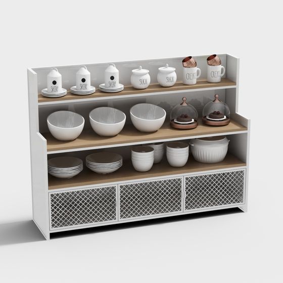Modern Kitchen Display Cabinet 3D model