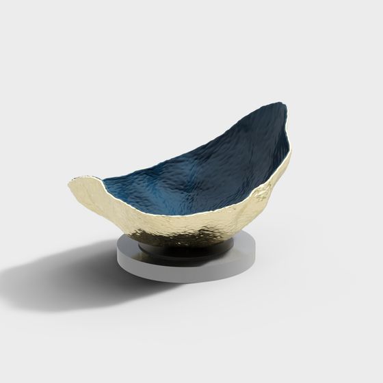 Glittering Gold-Edged Blue Bowl 3D model for Creative Projects