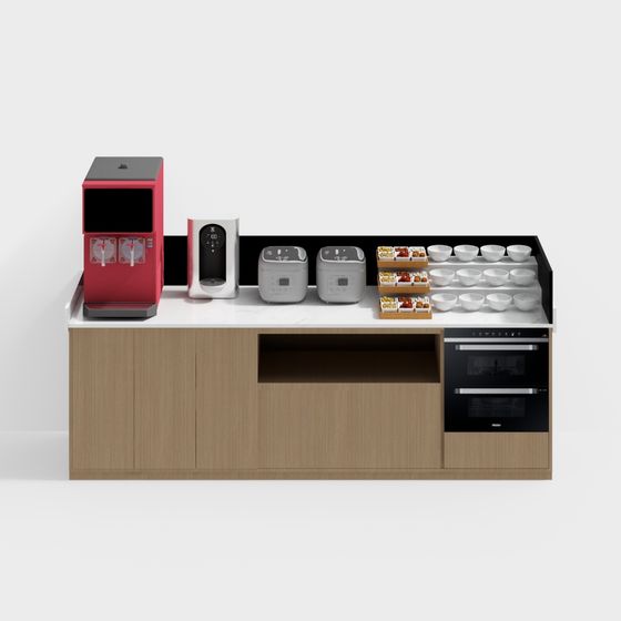 Stylish Low-Poly Kitchen Bar Counter 3D model