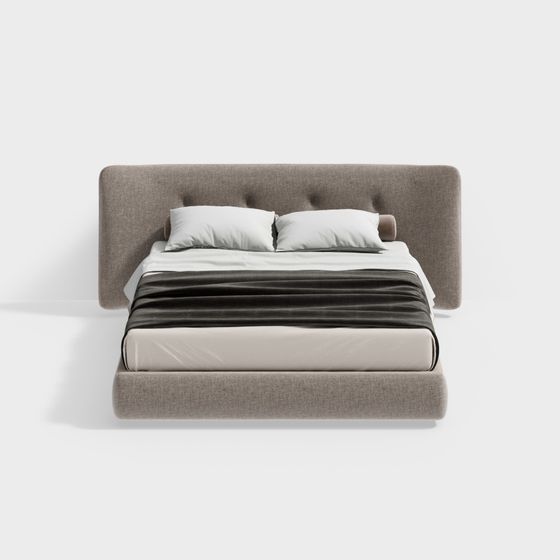 Stylish Gray Bed 3D model for Contemporary Design