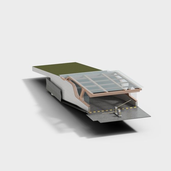 Futuristic Low-Poly Architectural 3D Model