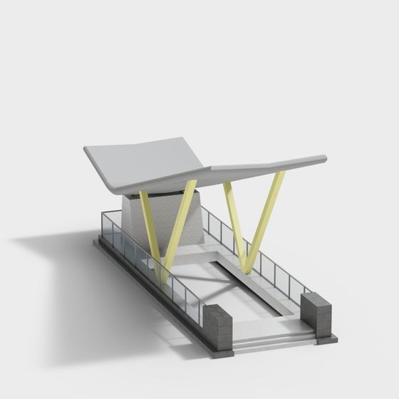 Futuristic Low-Polygon Building 3D model