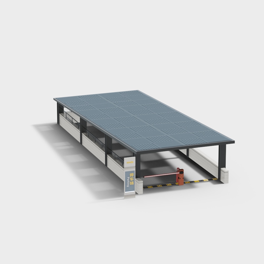 Stylish Low-Poly Parking Lot 3D Model