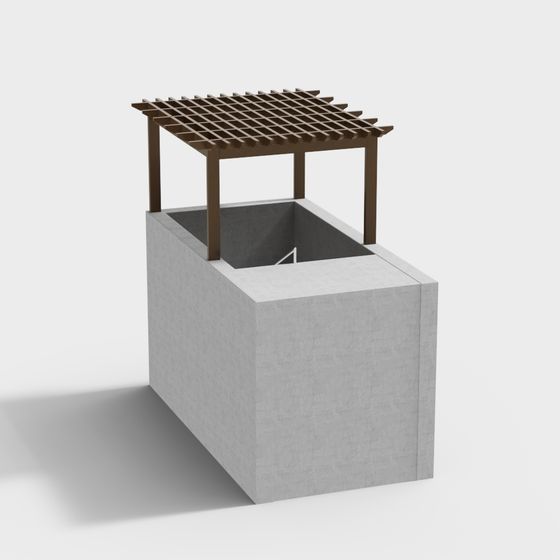 Low-Poly Concrete Manhole Pavilion 3D model