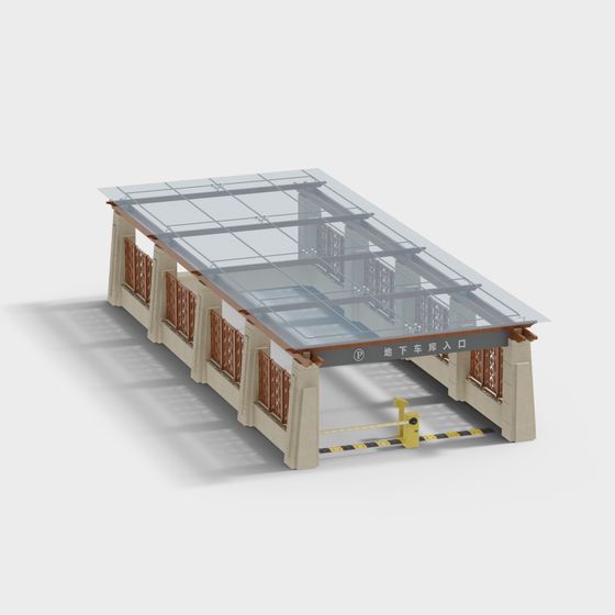 Elegant Low-Poly Underground Garage Entrance 3D model