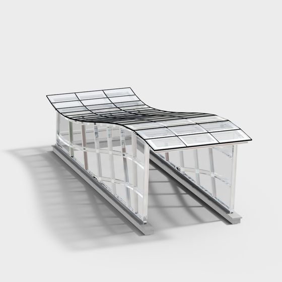 Transparent Glass Bench 3D model
