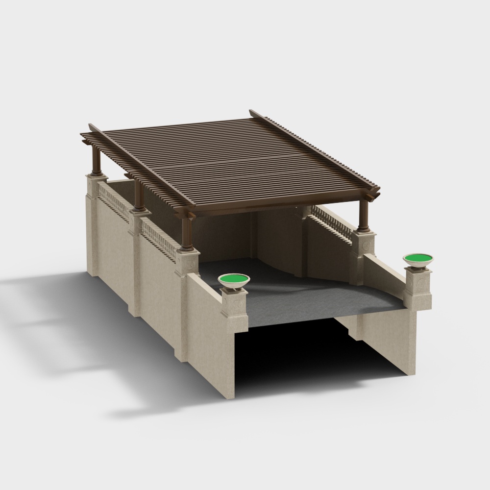 Elegant Oriental Pavilion 3D model