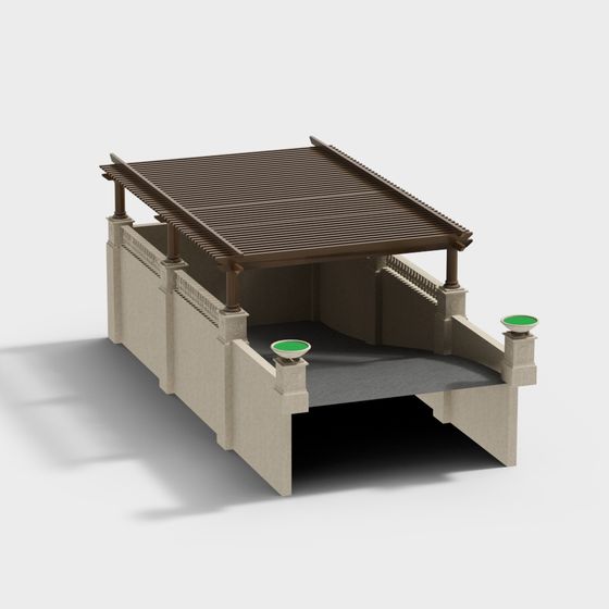 Elegant Oriental Pavilion 3D model