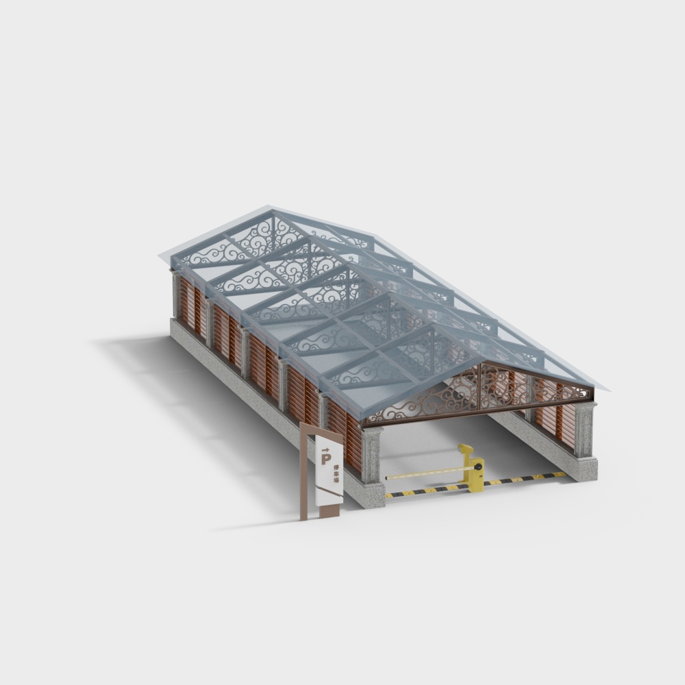 Chinese style underground passage entrance in office area
