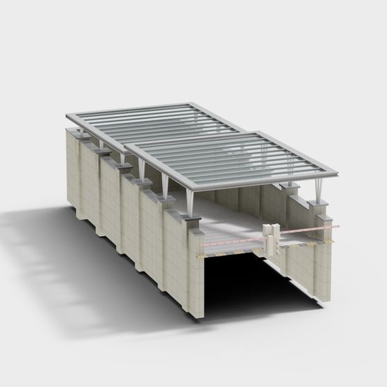 Futuristic Underground Parking Garage 3D model