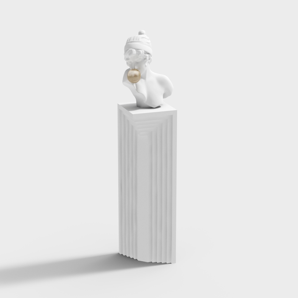 Elegant Female Statue 3D Model – Minimalist White Sculpture