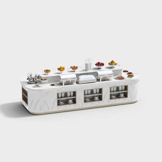 Luxurious Buffet Table 3D model