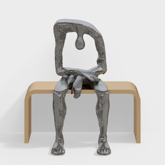 The Thinker Low-Poly 3D Model