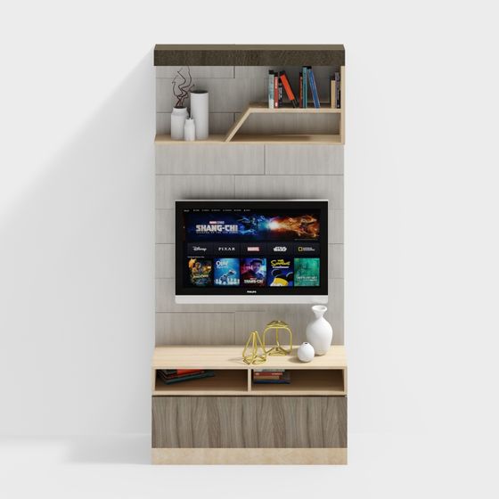 Stylish Low-Poly TV Cabinet 3D model