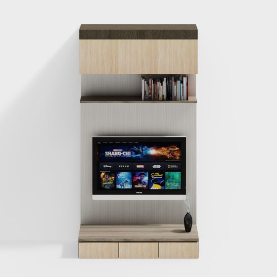 Stylish Low-Poly TV Cabinet 3D model for Modern Homes