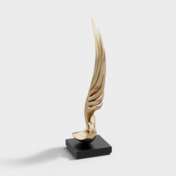 Elegant Golden Wings 3D model for Creative Projects