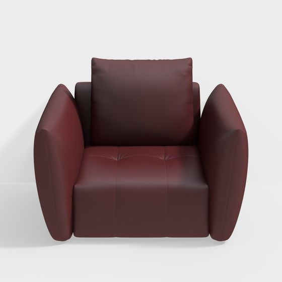 Elegant Red Leather Sofa 3D model
